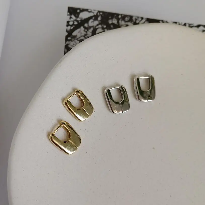 925 стерлингового серебра промышленный ветер U Серьги Золото Геометрические творческие элегантные текстуры серьги для женщин ювелирные украшения подарок