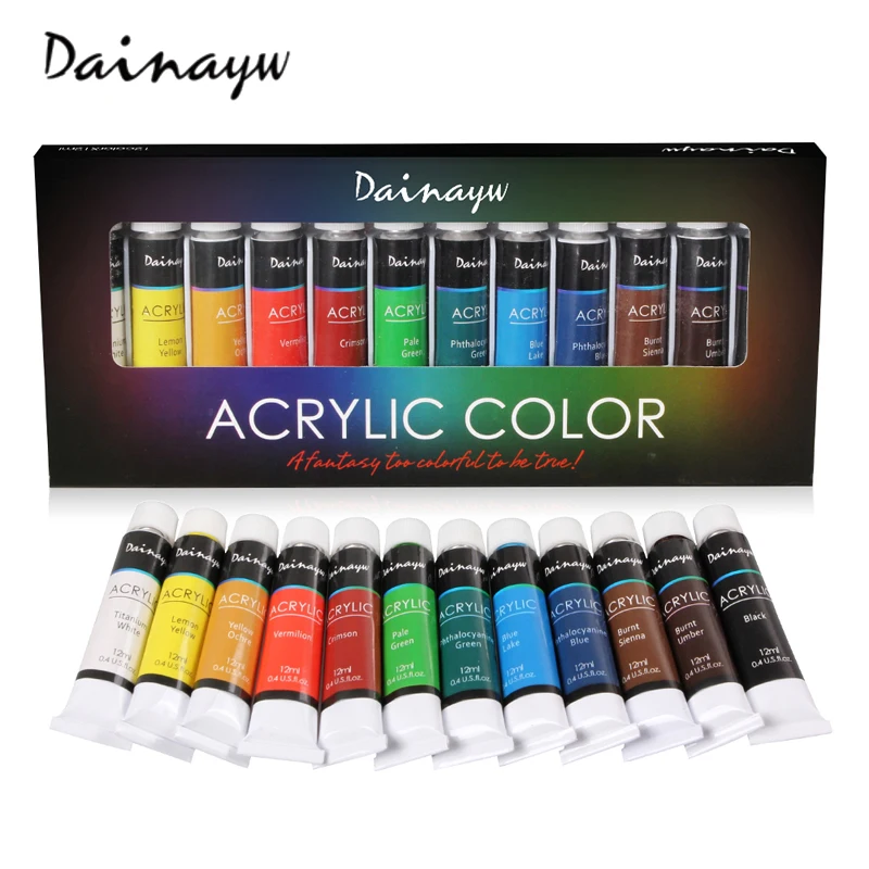 Buy Dainayw Waterproof 12 Colors 12ML Tube Acrylic
