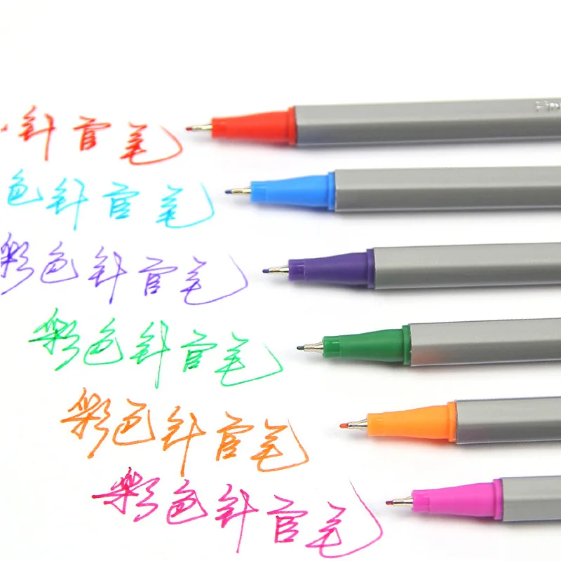 

24/36/60/100 Colors 0.4mm Fineliner Marker Pen Water Based Assorted Ink Drawing Graffiti Hook Fiber With Hole Pouch Stationery