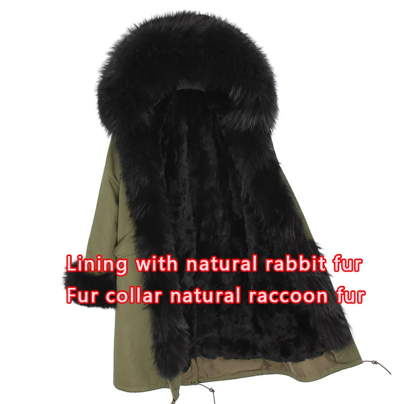 Maomaokong роскошное модное зимнее пальто для девочек с воротником из натурального Лисьего меха, пальто с подкладкой из меха енота, куртка в стиле милитари - Цвет: FC3-13