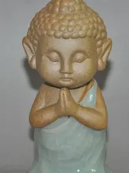 Китай zisha Фиолетовый клей Фарфора Мастера Вырезать Молодой шакьямуни статуя будды