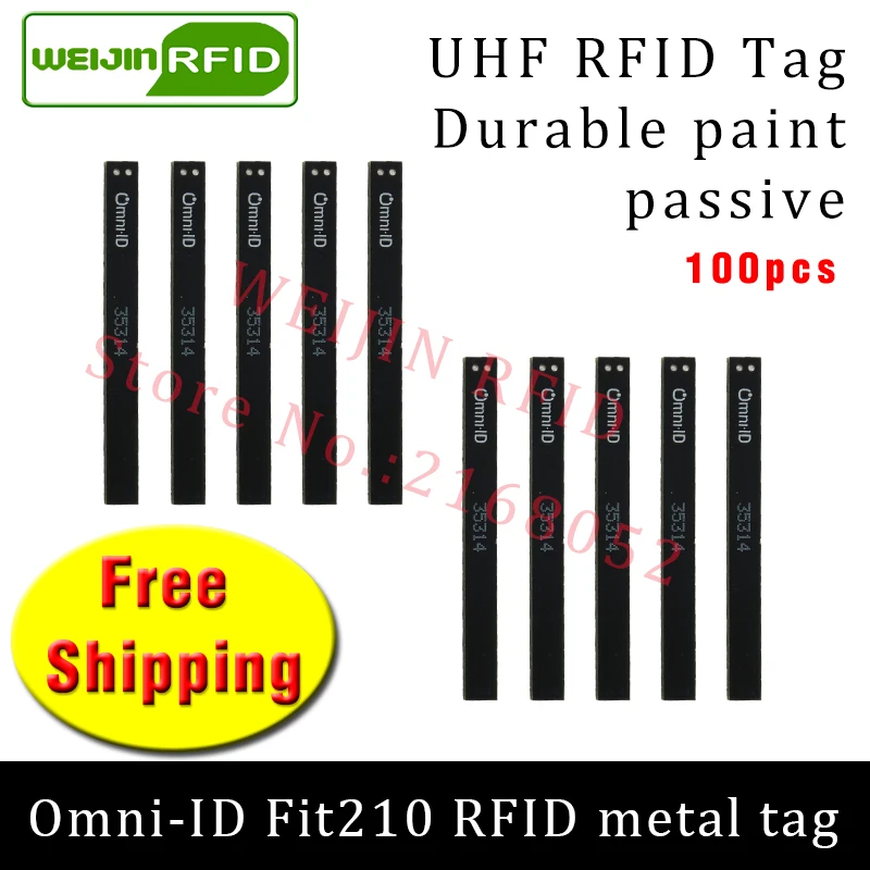 UHF RFID metal tag omni-ID Fit210 915m 868mhz Alien H3 EPC 100pcs free shipping durable paint long and thin passive RFID tags fit id 1050x2