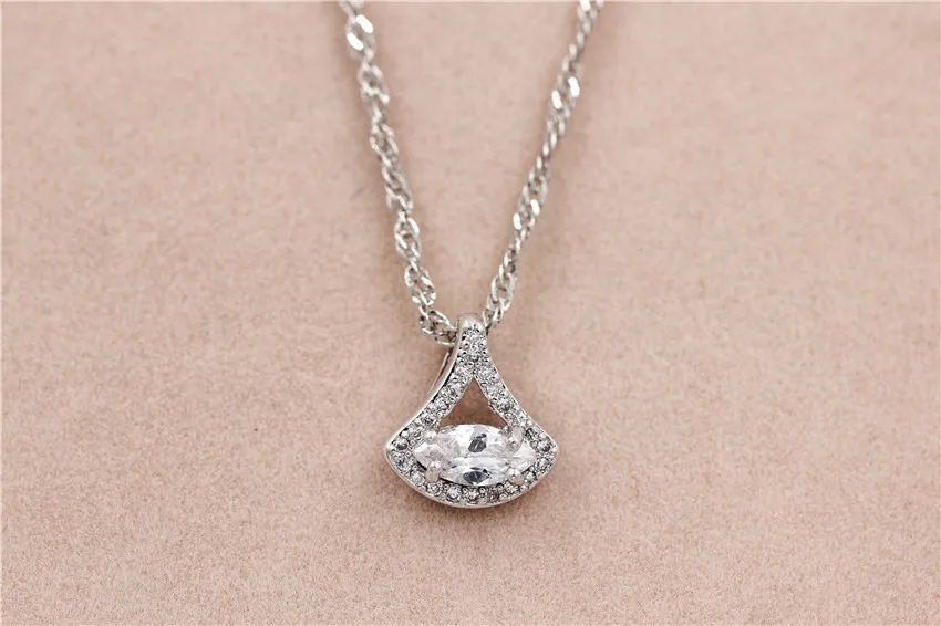Uloveido Silver Color Fashion Wedding Jewelry Sets Triangle Shell Shape Woman Earrings and Necklace Jewelry Set 5% Off YT321 (Jewelry set White) 9 IMG_9532 -