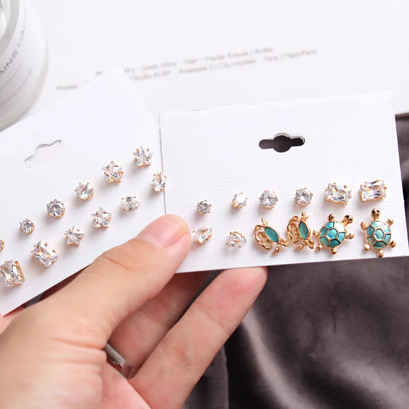

Timlee E214 New Cute Delicate Crab Tortoise Rhinestone Round Alloy Stud Earrings Sets , Fashion Accessories wholesale.