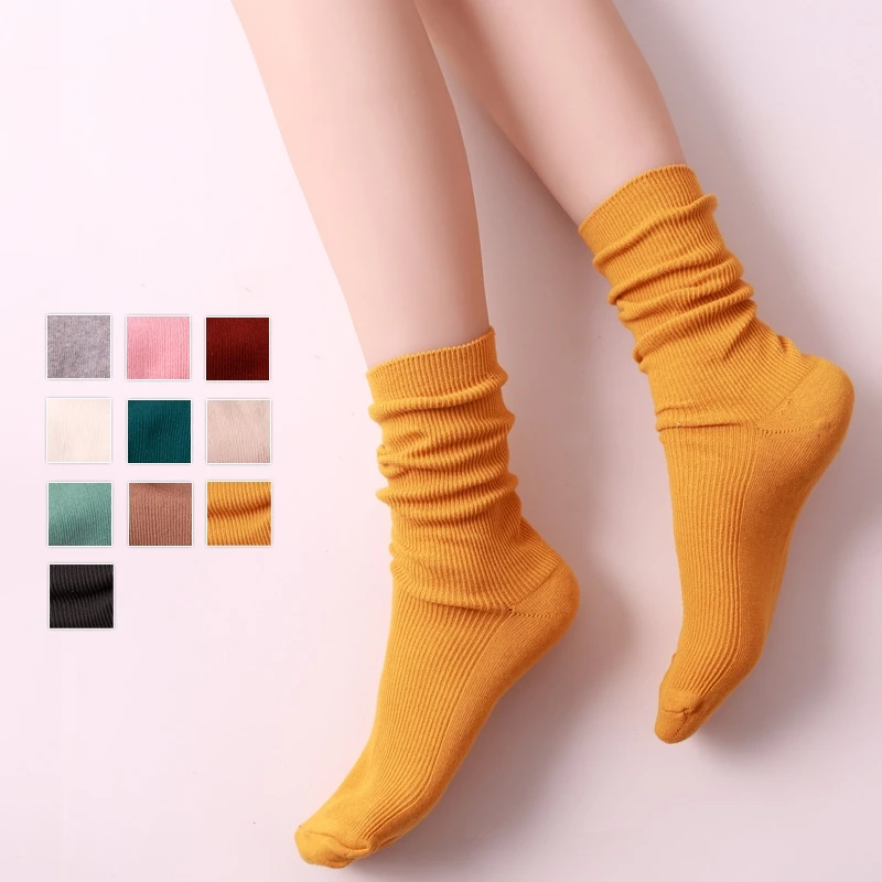 2018 women socks spring 1 pair long socks school style cotton solid color women fashion fresh COTTON socks for women Korean