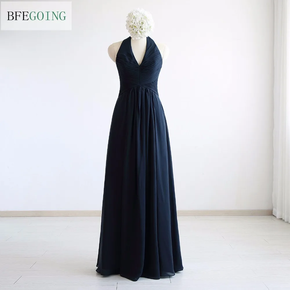 

Chiffon Halter Off the Shoulder A-line Formal Evening Dress Floor-Length Real/Original Photos Custom made