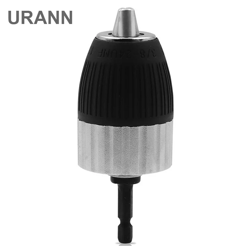 

URANN 1pcs Drill Keyless Chuck Plastic Sleeves 3/8"-24UNF with 1/4" Hex Adaptor Clamp range 1.5-13mm Drill Chuck Adaptor