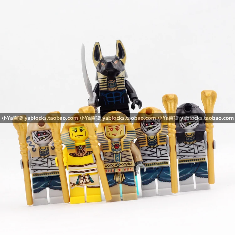6pcs Pharaoh Mummy Anubite Egyptian Warrior Building 
