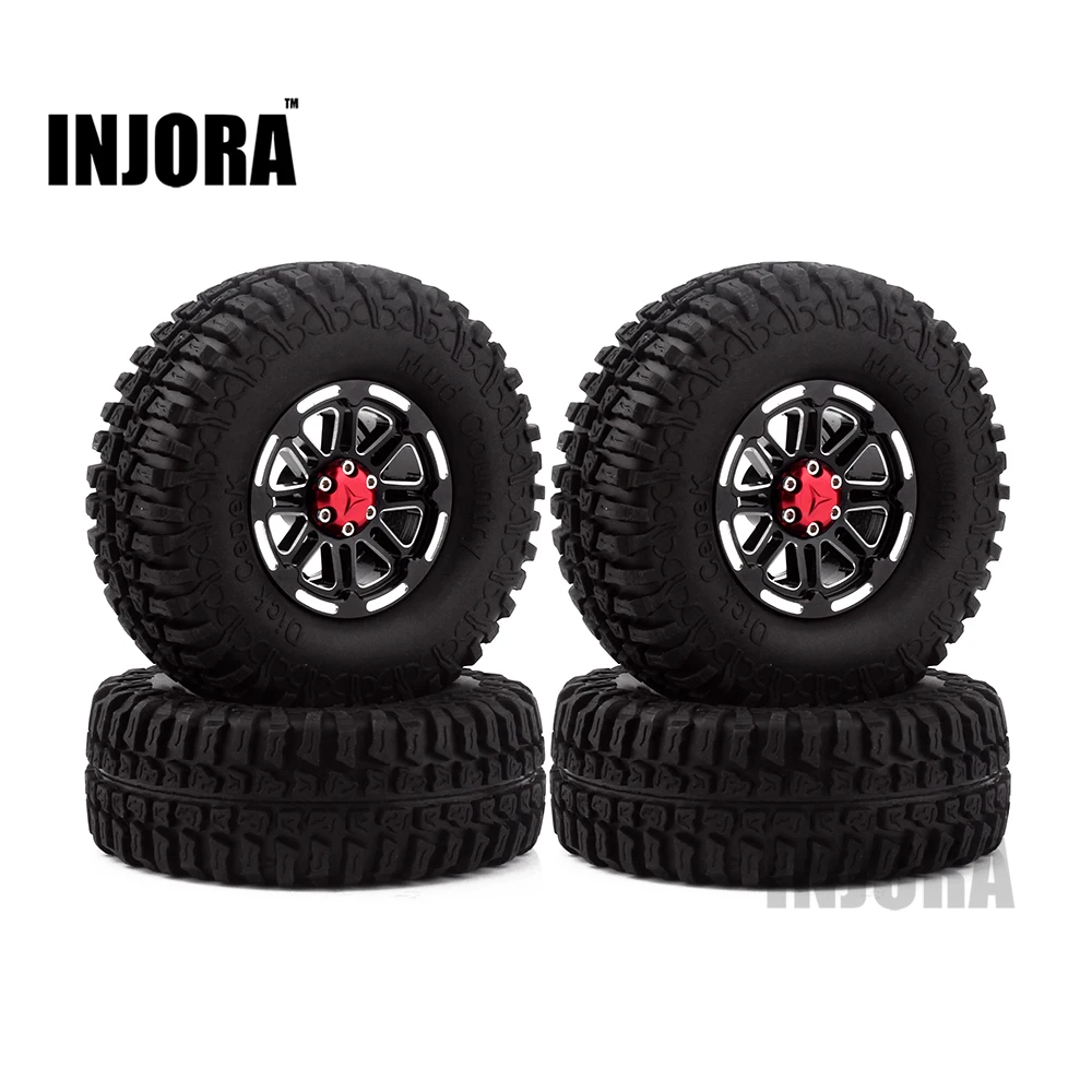 

4PCS RC Crawler Truck 1.9 Inch Rubber Tires & Metal Beadlock Wheel Rim Kit for 1/10 Axial SCX10 Tamiya CC01 D90 D110