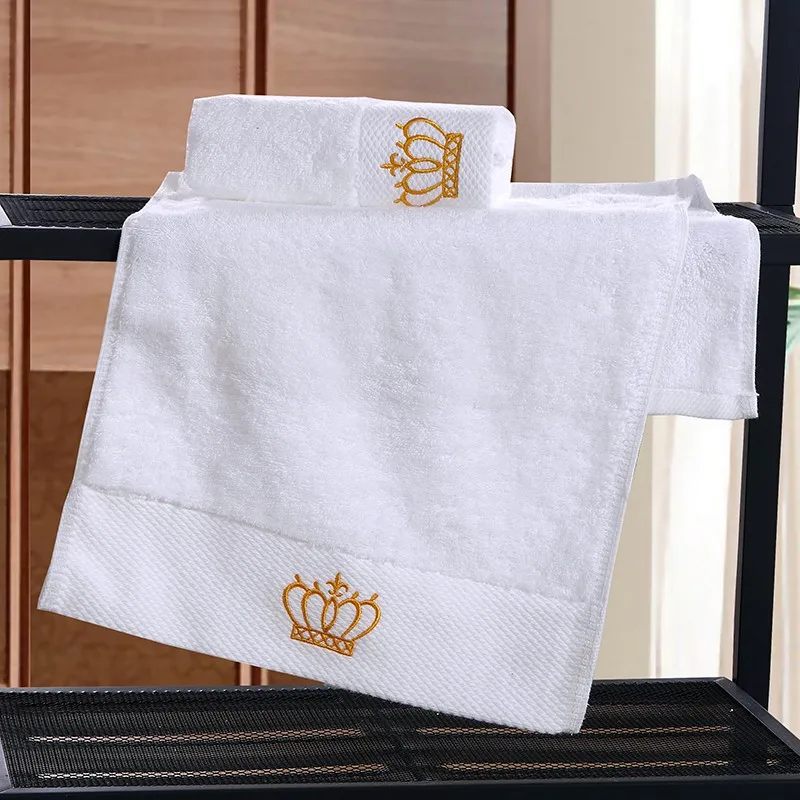 5 Star Hotel Luxury Embroidery White Bath Towel Set Cotton Large Beach Towel Brand Absorbent Quick-drying Bathroom Towel