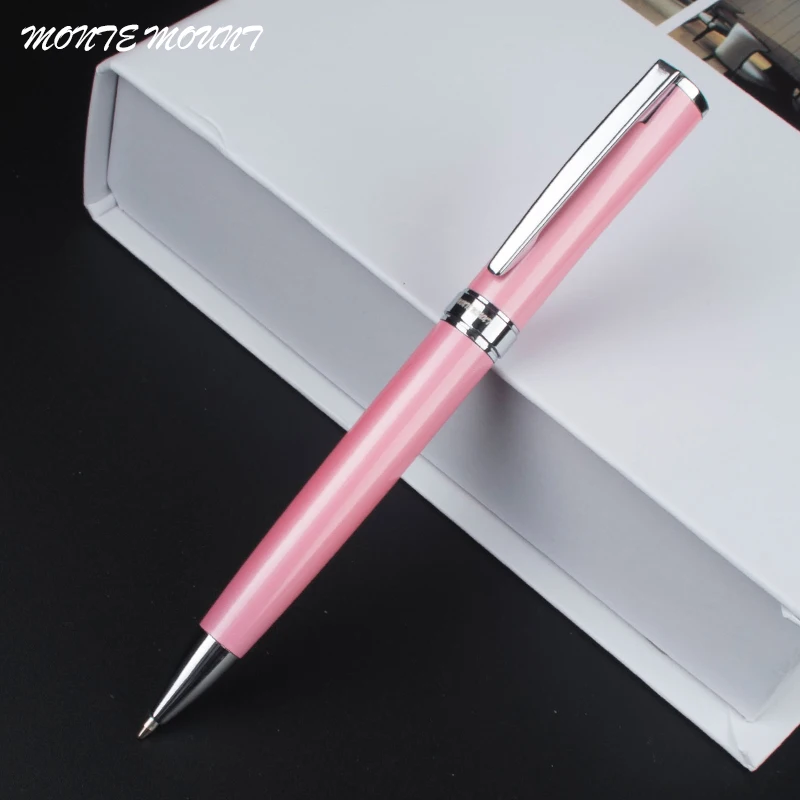 Роскошная розовая гладкая ручка для письма, бизнес-ручка, подарок 0,7 мм, черные чернила, заправка, школьные офисные канцелярские принадлежности, металлическая шариковая ручка