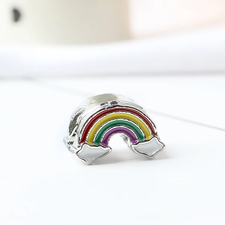 Maxi Small Statement Эмаль сплав Радужный Шарм бусины подходят Pandora оригинальные браслеты