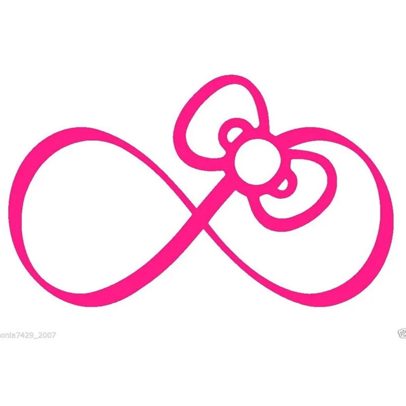 2Pcs car sticker Hello Kitty Pink Bow 8Infinity Car Truck Wall Vinyl