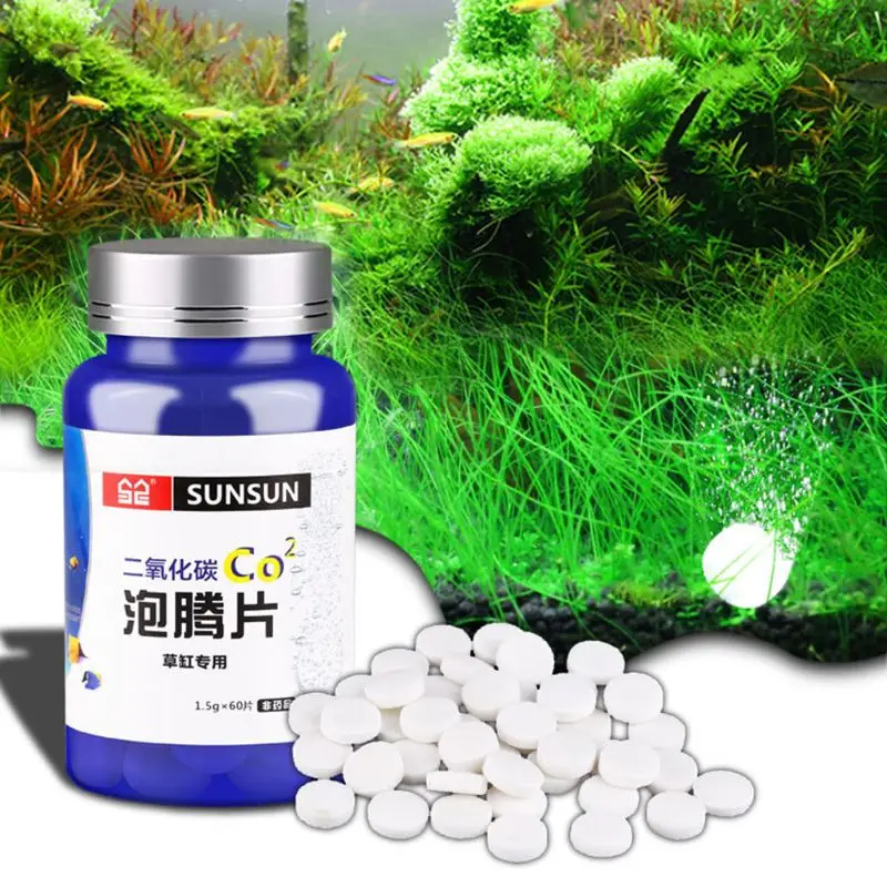 

60Pcs Fish Tank CO2 Effervescent Tablet Waterweed Water Grass Aquarium Plants Aquatic Leaf Float Grass Carbon Dioxide Slice Diff