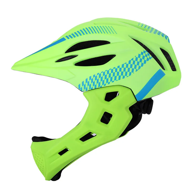 Светодиодный велосипедный шлем для мальчиков, Полный лицевой баланс, велосипедный шлем, велосипедный детский полностью закрывающий шлем для скутера BMX, велосипедный шлем для катания на коньках - Цвет: Зеленый