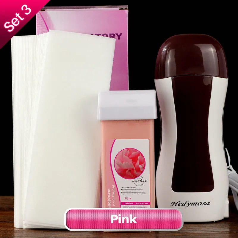 Hedymosa бренд Кофе воском нагревательный аппарат удаления волос депиляция жидкость для снятия для бритья лица/тела Эпилятор 110 V/220-240 V 50/60Hz - Цвет: Set3 Pink