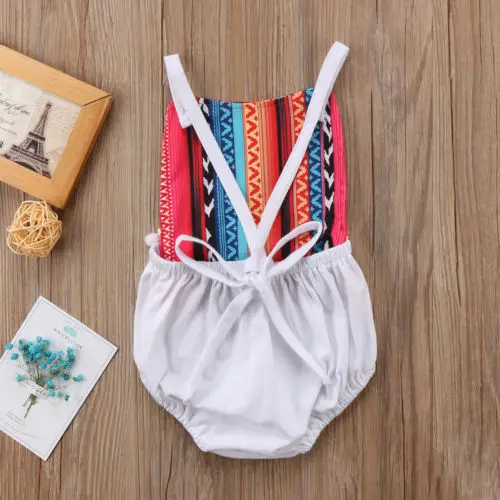 Новорожденных для маленьких девочек TASSEL Romper Комбинезоны спинки Boho летние