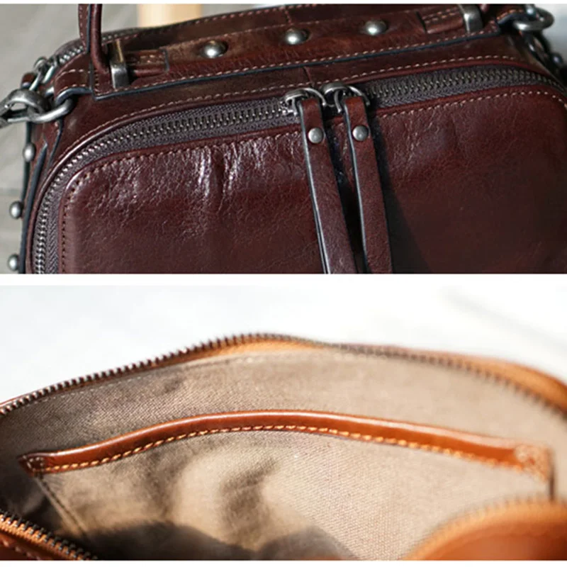 AETOO Shaped retro handmade cowhide bag, lady leather shoulder-shouldered handbag, casual small simple women's bag