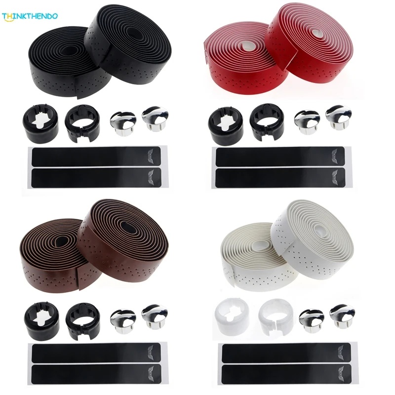 

Bike Bicycle Handlebar tapes 2pcs Bike Cycling Road Bike Sports Handlebar Tape Faux Leather Wrap +2 Bar Plug