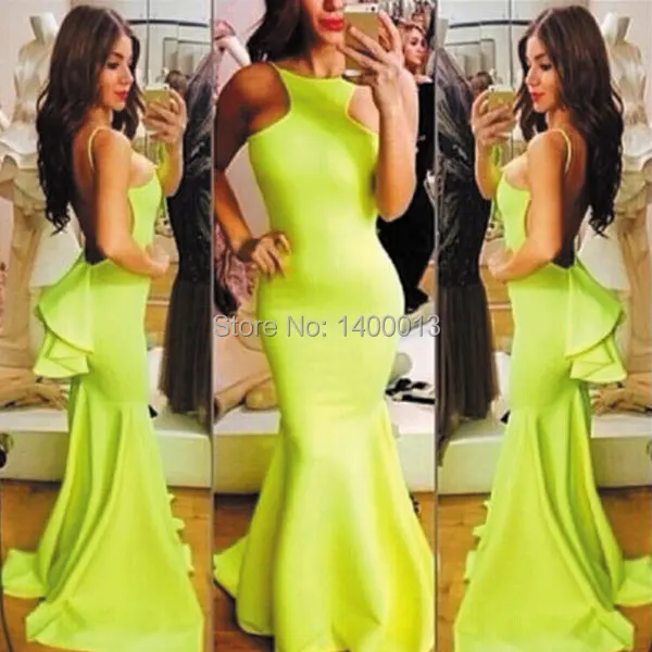 Neon green mermaid prom dresses 2017 Neon green mermaid prom dresses 2017