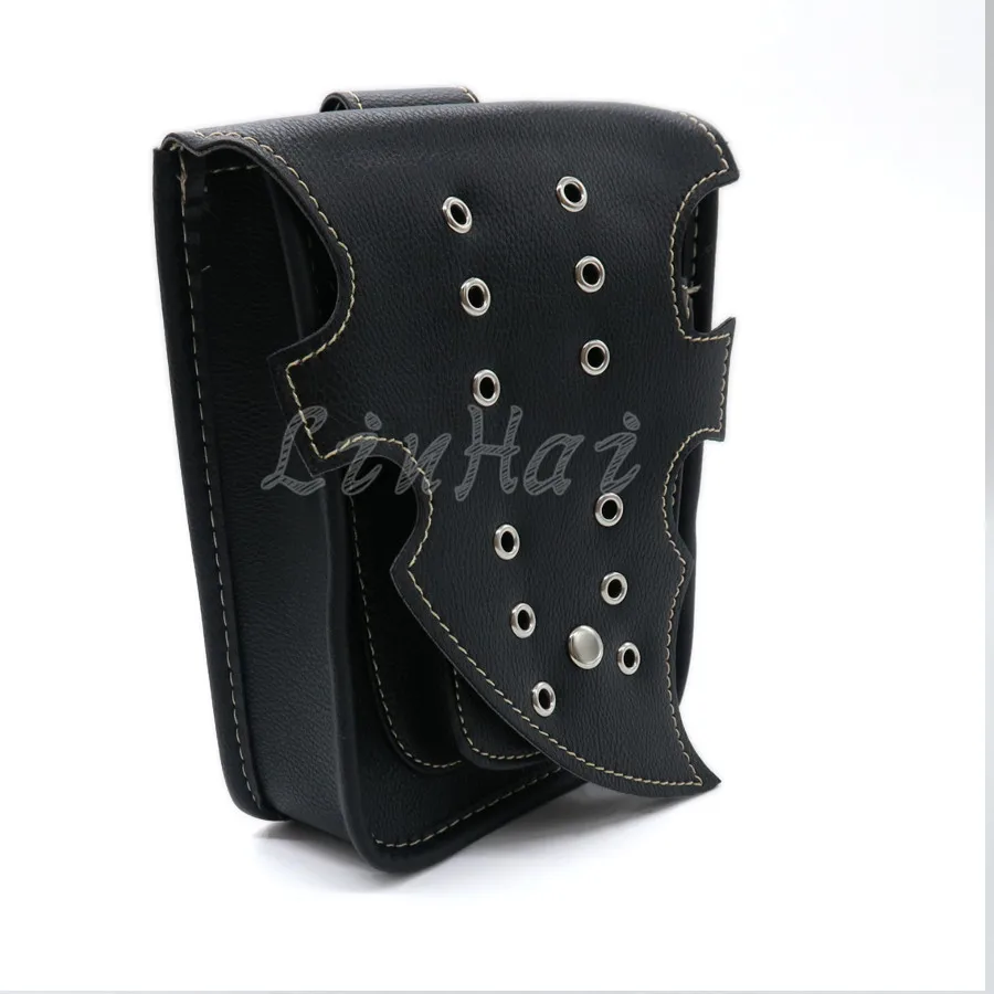 Universal Black PU Leather Belt Bag Waist Holster Purse Pouch Side Bag Storage Saddle Bag Pocket