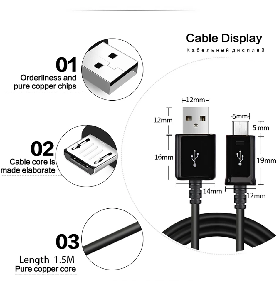 Кабель для быстрой зарядки samsung, 1,5 м, 2 А, Micro USB кабель, соединитель для конвертера, для смартфона, для зарядки автомобиля, Galaxy S6, S7 edge, note 4, 5