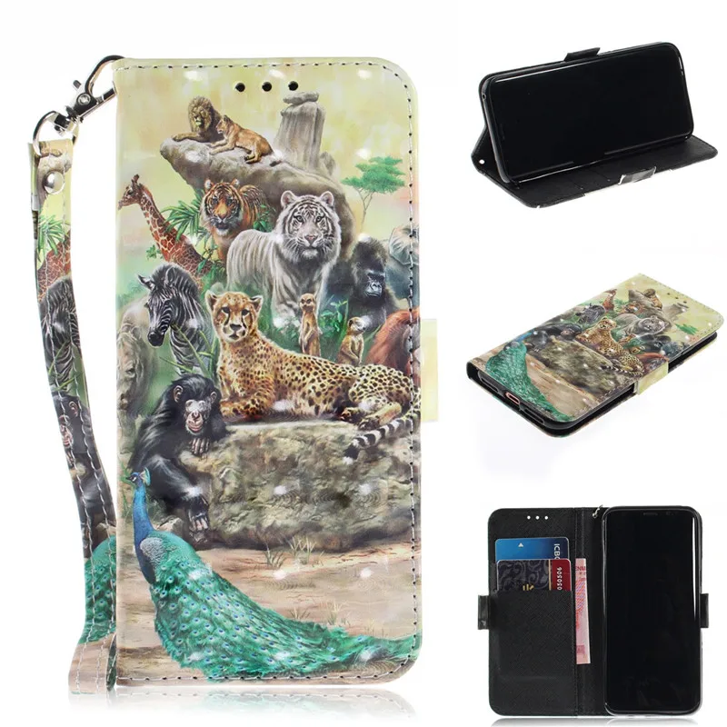 

Flip Cover Phone Bags For Samsung Galaxy S8 Plus Case 3D Painting PU Leather Soft Silicon Wallet Covers Cases Coque