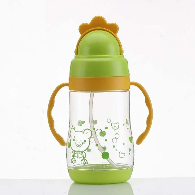 

500ml Cute Baby Bottle Infant Newborn Children Learn Feeding Drinking Handle Bottle Kids Automatic Straw Bottles Training Cup