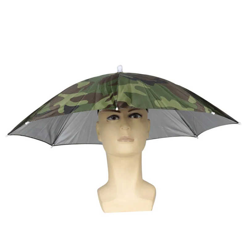 1Pc Camouflage Foldable Headwear Sun Umbrella Fishing Hiking Beach