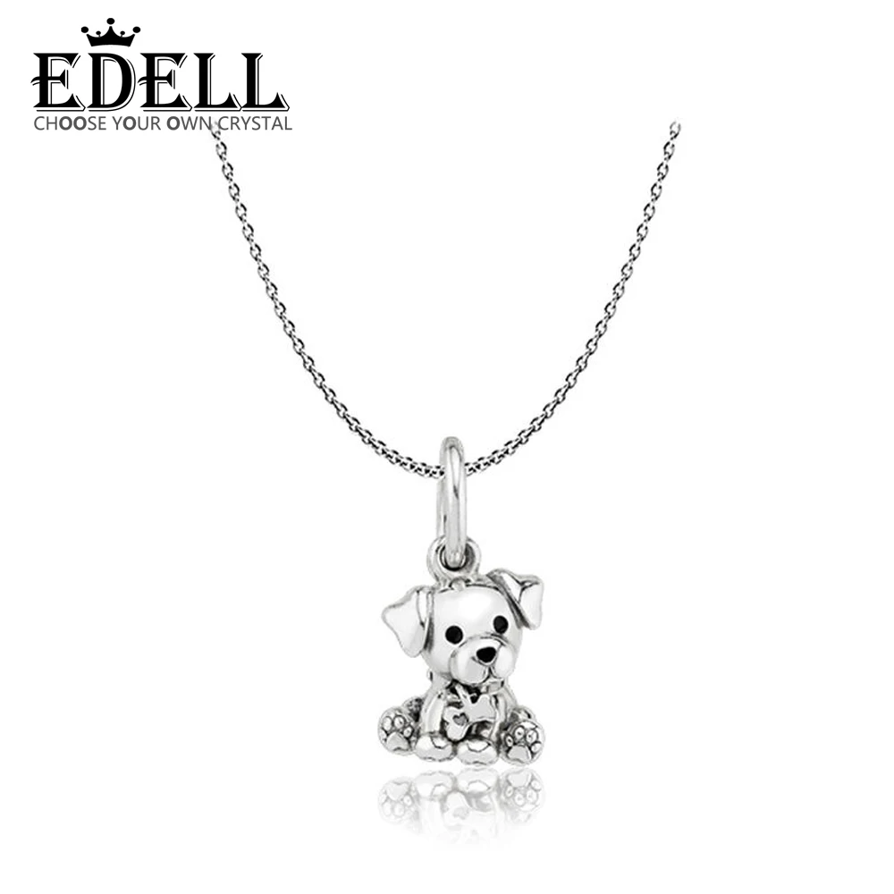 

EDELL 100% 925 Sterling Silver ZT0304 Happy Cute Pet Cute Puppy Pendant Necklace Women Fashion Clavicle Chain Mother's Day Gift