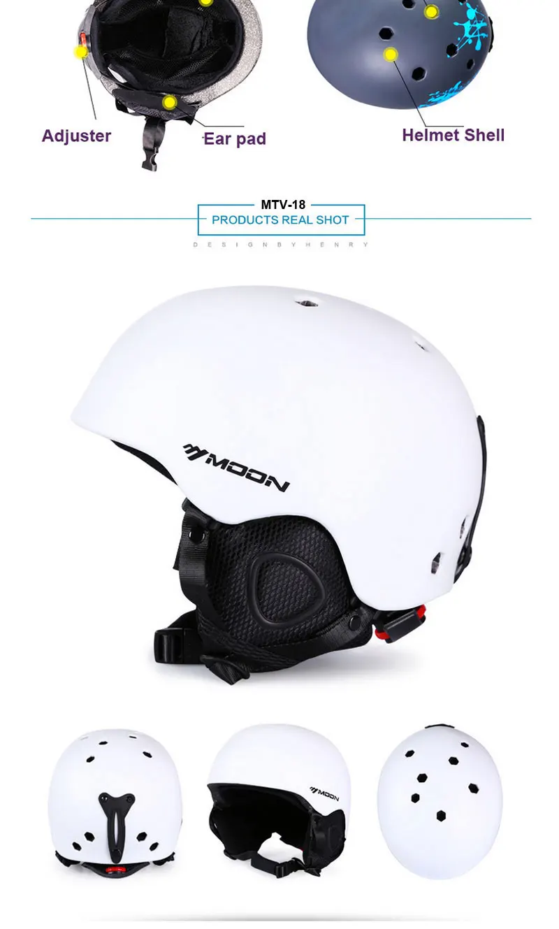 MOON лыжный шлем с 2 подарками, зимние для взрослых мужчин, сноуборд, скейтборд, оборудование для мужчин, t спортивные защитные лыжные шлемы для мужчин с очками