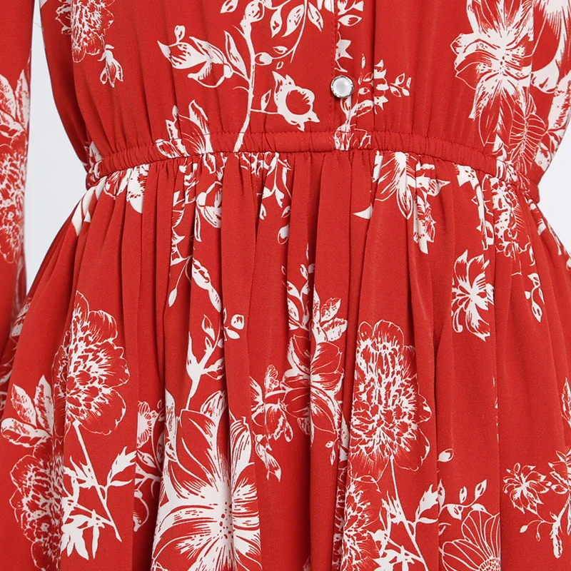 Robe Nuit Pleine Élégant Longues Longueur Soie En Bouton Manches Parti 6537 Musulman Femmes Robes De Fleurs Soirée Imprimé Mousseline nHSxZfqw0