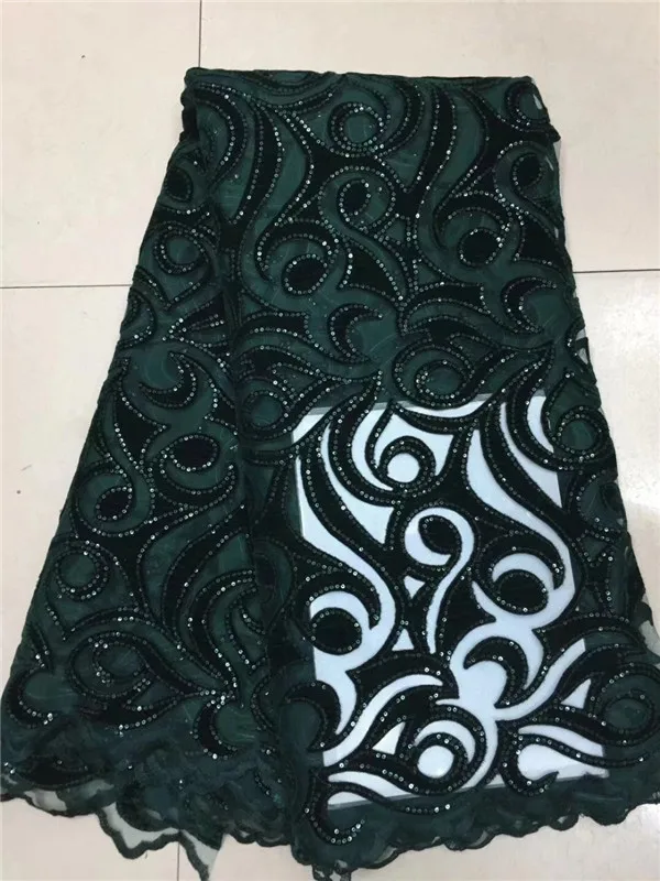 

New French Nigerian sequins net lace,African velvet tulle mesh Sequence lace fabric high quality for wedding dress 5yards/lot