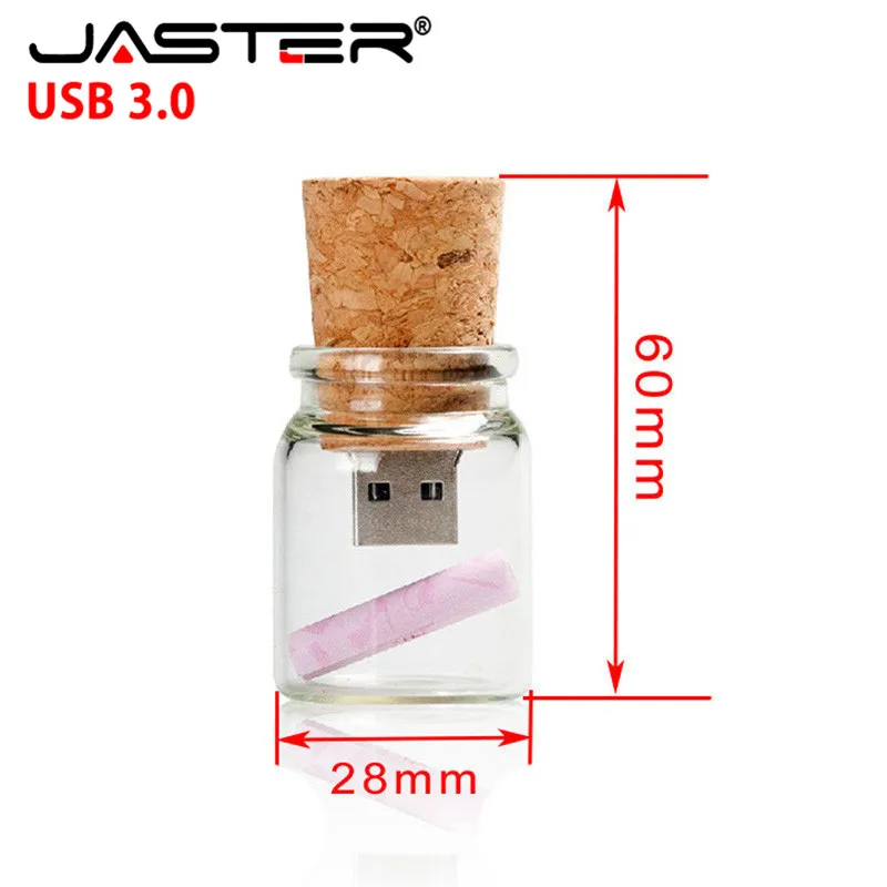 JASTER USB 3 0 100% пройти H2test бутылка usb флеш накопитель Стеклянная Ручка 4 ГБ 8 16 32 Желая