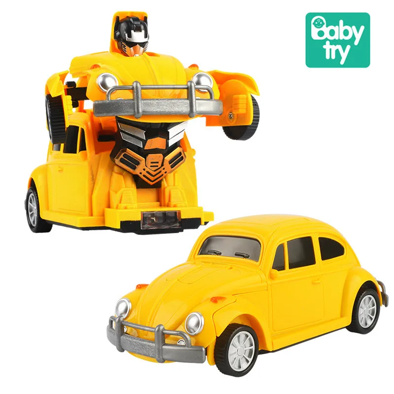2019 детские игрушки звуковой Свет Желтые автомобили универсальные электронные Игрушки Трансформеры автомобиль робот мальчики игрушки для