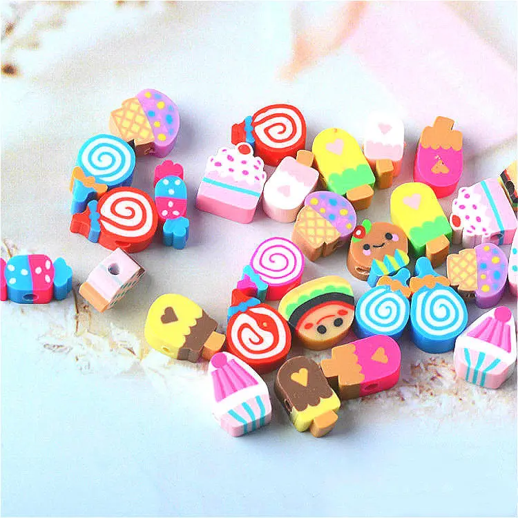 

20pcs DIY Crystal Slime Supplies Accessories Phone Case Decoration For Slime Filler Miniature Clay Cake Dessert Fruits With Hole