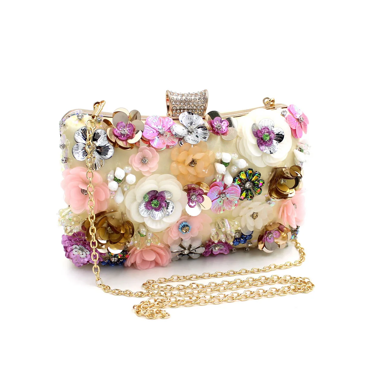New Women Day Clutches Flower Bead Embroidery Ladies Evening Bags For Wedding Party Bridal Handbag Aristocratic Clutch Bag
