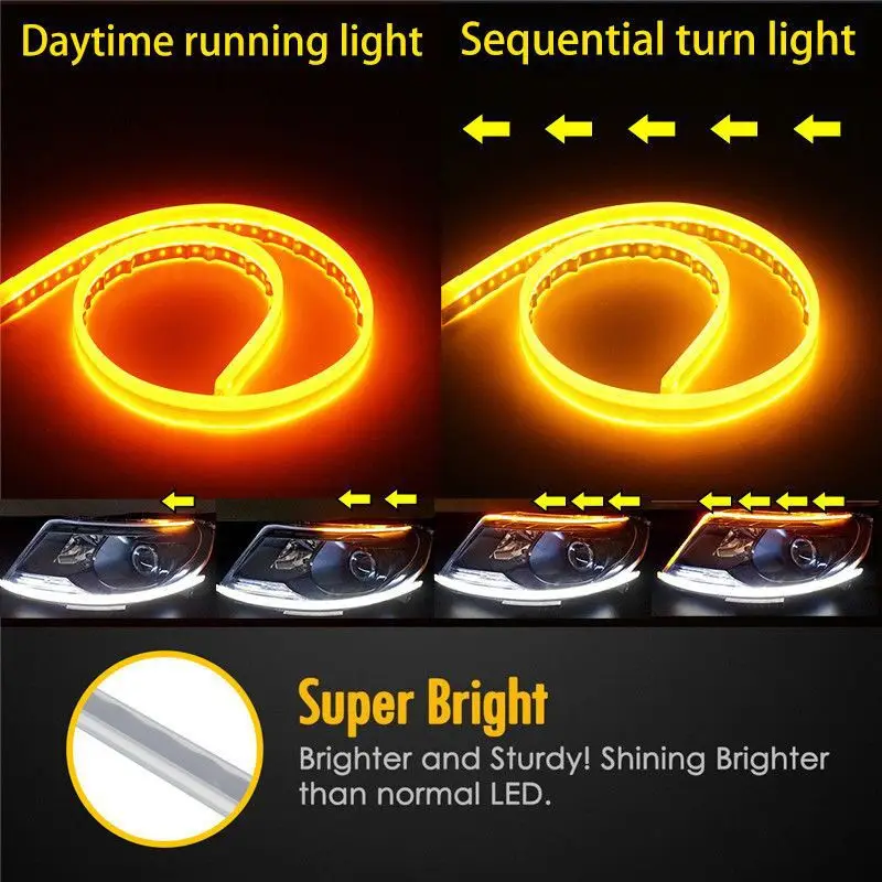 2 шт. 30 см x 45 см/60 см гибкая трубка полосы светодиодный Автомобильные дневные ходовые огни сигнал поворота головки светильник Светодиодные ленты светильник