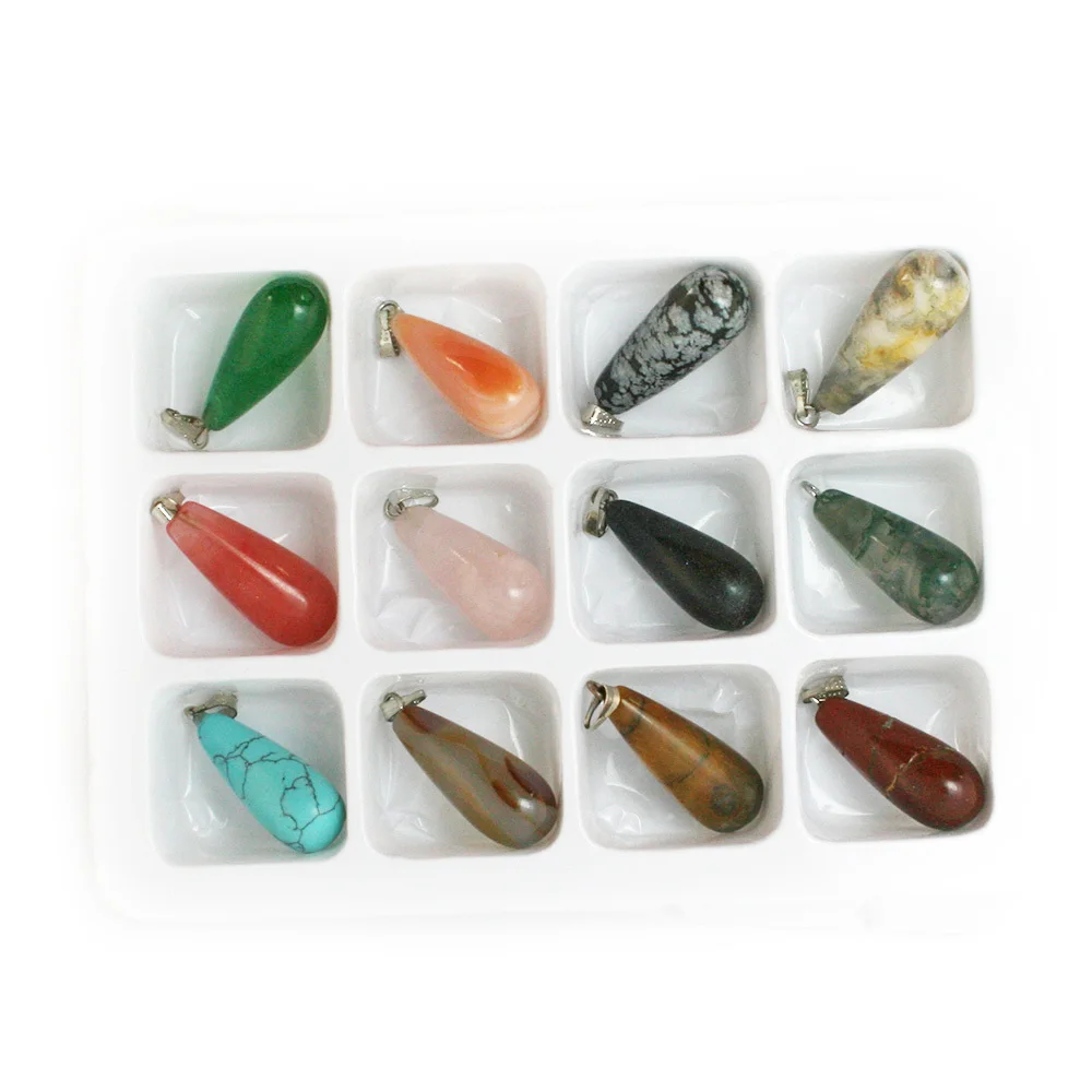 

2015 fashion Assorted Natural Stone Pendants Point Pendants teardrop Charms pendants For women Jewelry Free shipping