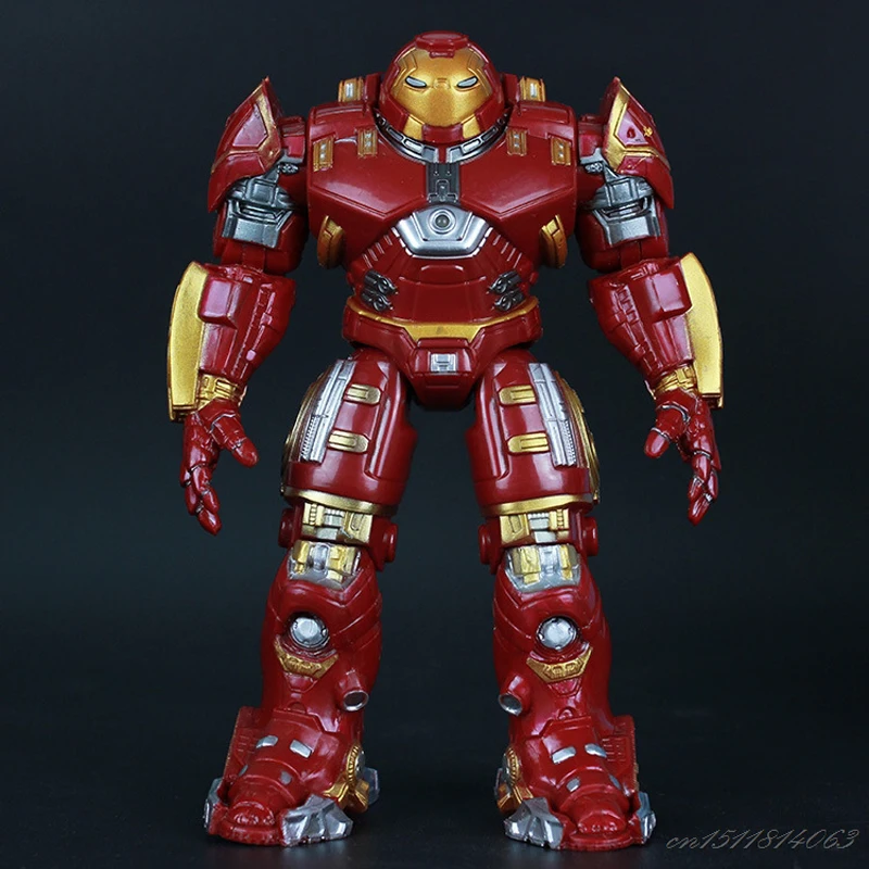 Avengers Iron Man Hulk Buster Armor Joints Movable Mark With LED Light PVC Action Figure Collection Model For Kids Toy 18cm