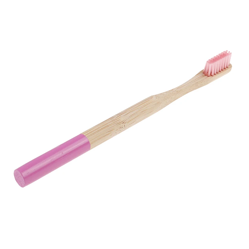 dark pink 10 цветов бамбуковая зубная щетка Экологичная Мягкая Щетина зубная щетка для ухода за полостью рта Чистый инструмент для мужчин и женщин Прямая поставка - Цвет: dark pink