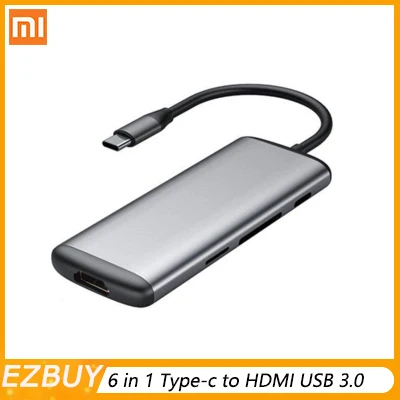 

Xiaomi mijia Hagibis 6 in 1 Type-c to HDMI USB 3.0 TF SD Card Reader PD Charging Adapter HUB for iPhone Mobile Phone