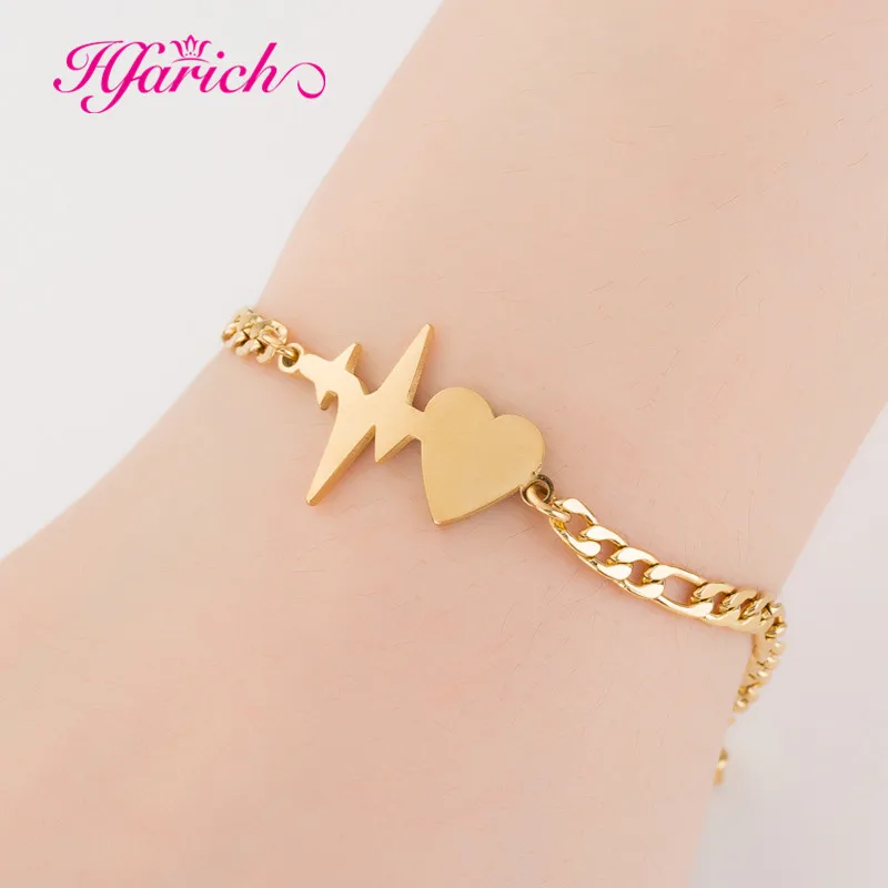 

Hfarich Heart Rate Lightning Charm Bracelets Cupid Love for Women Girls Jewelry Valentine's Day Good Birthday Gift Bangle SL153