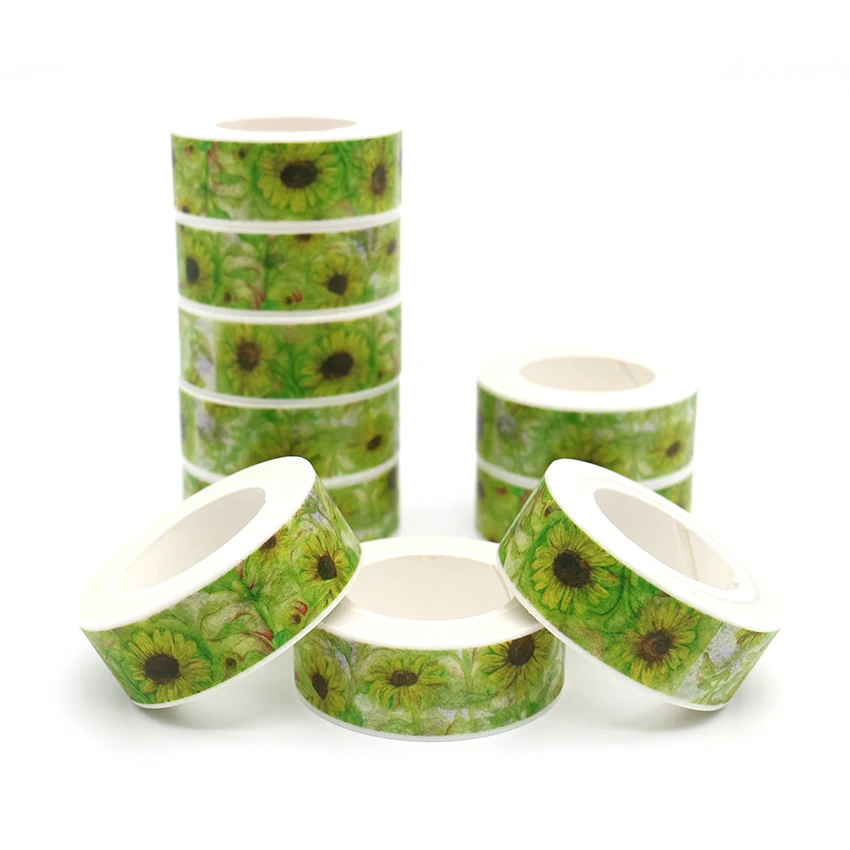 

10m*15mm Creative Sunflower Washi Tape Adhesive Paper Tape School Office Supplies DIY Scrapbooking Decorative Sticker Tape 1 PCS