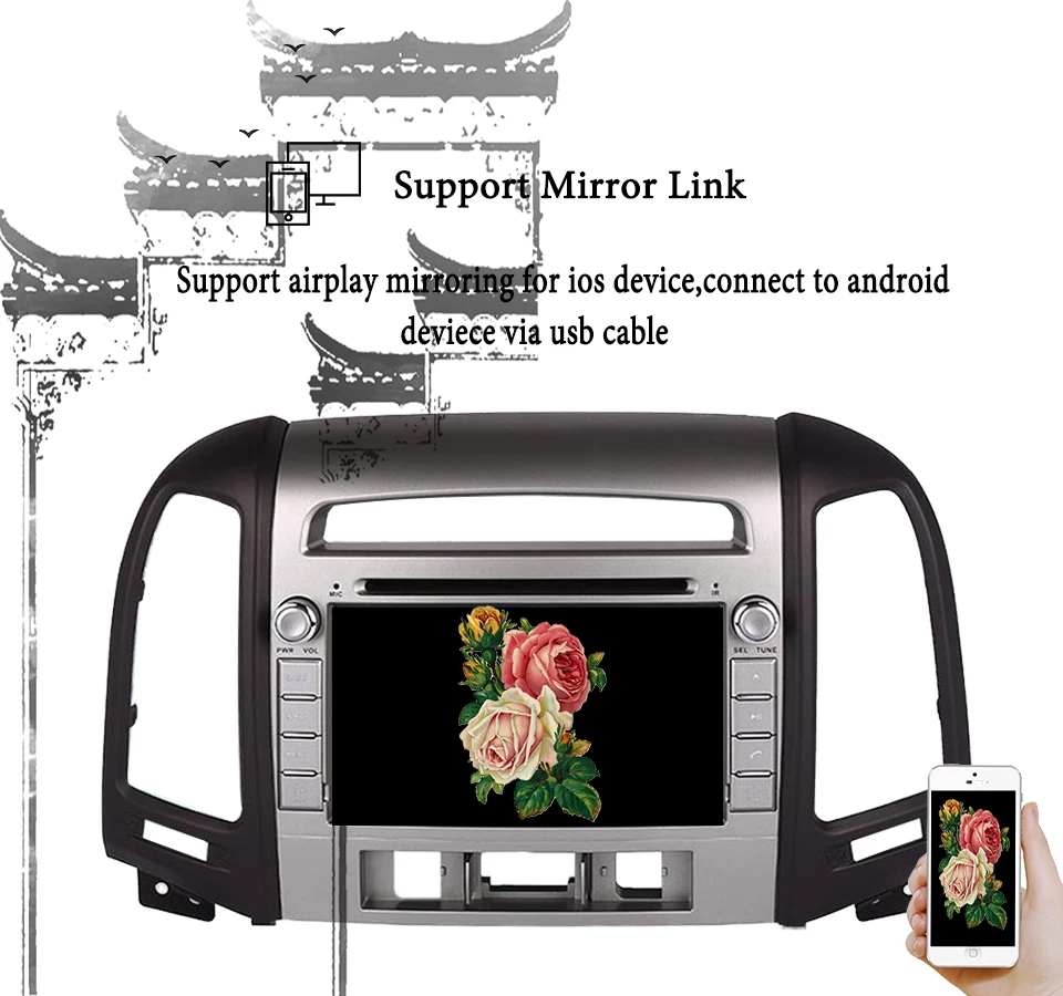 Sale Octa Core Android 9.0 Car DVD for Hyundai Santa Fe 2007 - 2010 -2012 Radio Navi gps player 64GB+4GB 3/4G SIM Tape Recorder PC 9