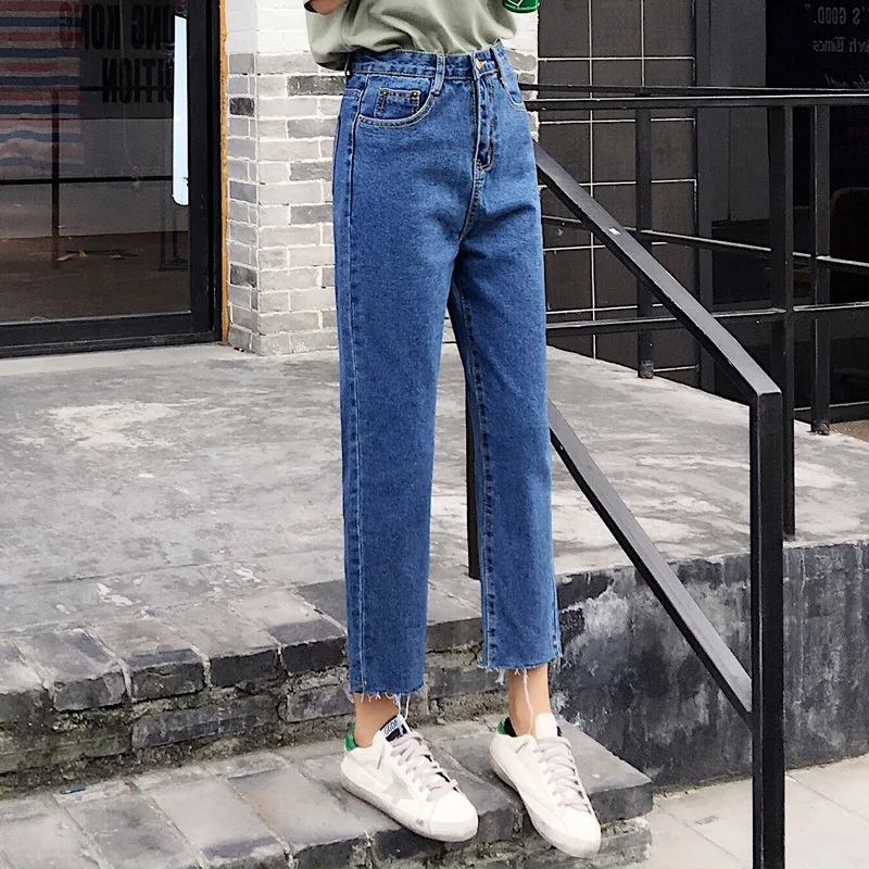 

TongLord Women Jeans S-XL 2019 Spring Autumn High Waist Denim Straight Jeans Womens Vintage Denim Pants Office Lady Loose Pants