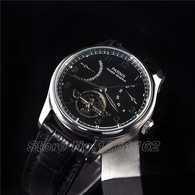 

Free shipping 43mm Parnis Power Reserve/Black Dial Automatic mens Wristwatches X034 PA4305-2
