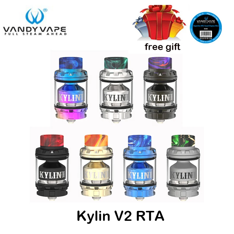 

Original Vandy Vape Kylin V2 RTA 3ml/5ml E Cigarette Vape Tank RTA Atomizer for the VandyVape Box Mod squonk mod