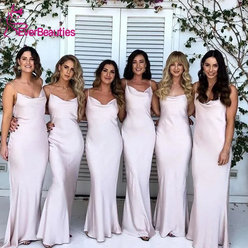 

Bridesmaid Dress Long 2019 V-Neck Spaghetti Straps Party Gown Women's Dress for Wedding Party Robe Demoiselle D'honneur
