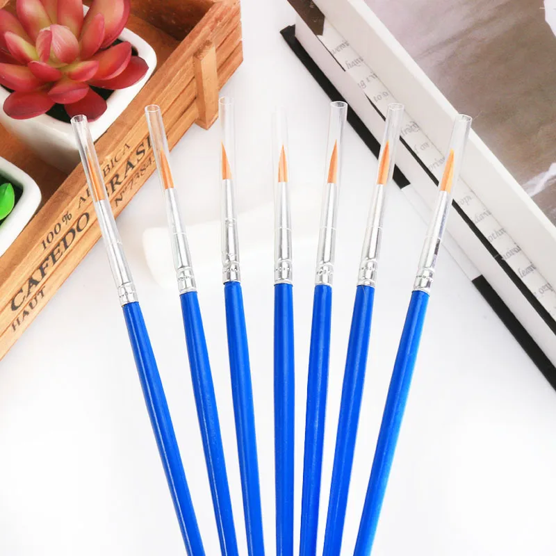 Linha de Gancho Fina Plana Náilon Caneta Pintura Escova Desenho Arte Aquarela Suprimentos 100 Pçs - Set 6 Pincéis de pintura